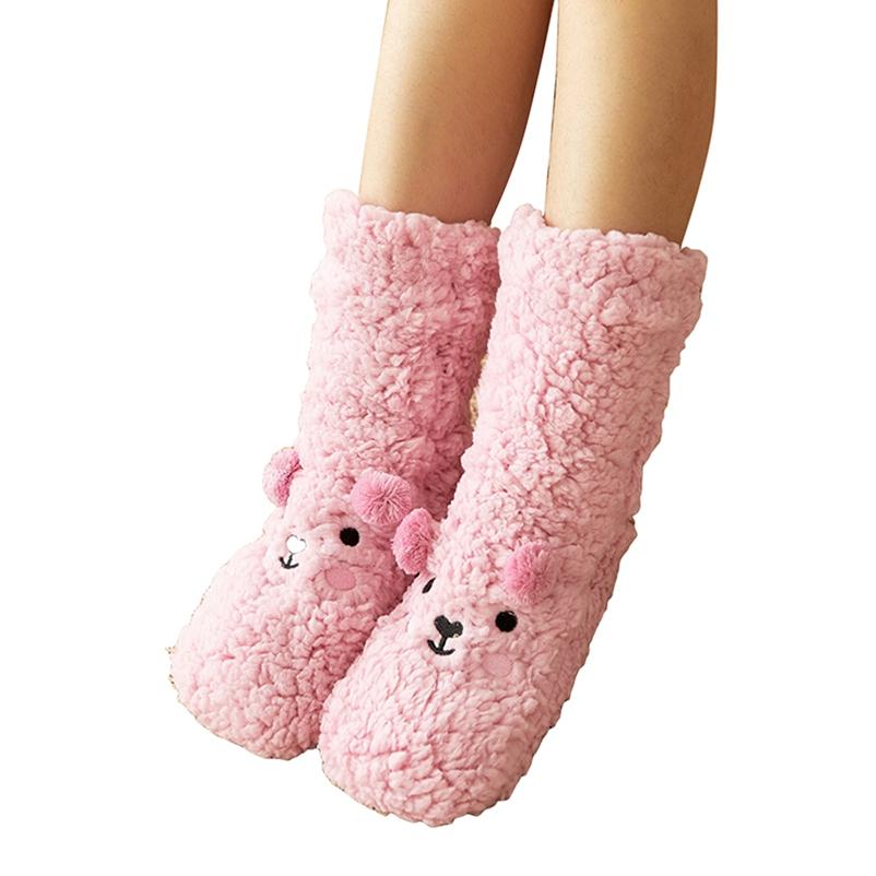 Носки-тапочки, женские осенние и зимние бархатные носки из кораллового флиса, домашние носки с ковром для сна