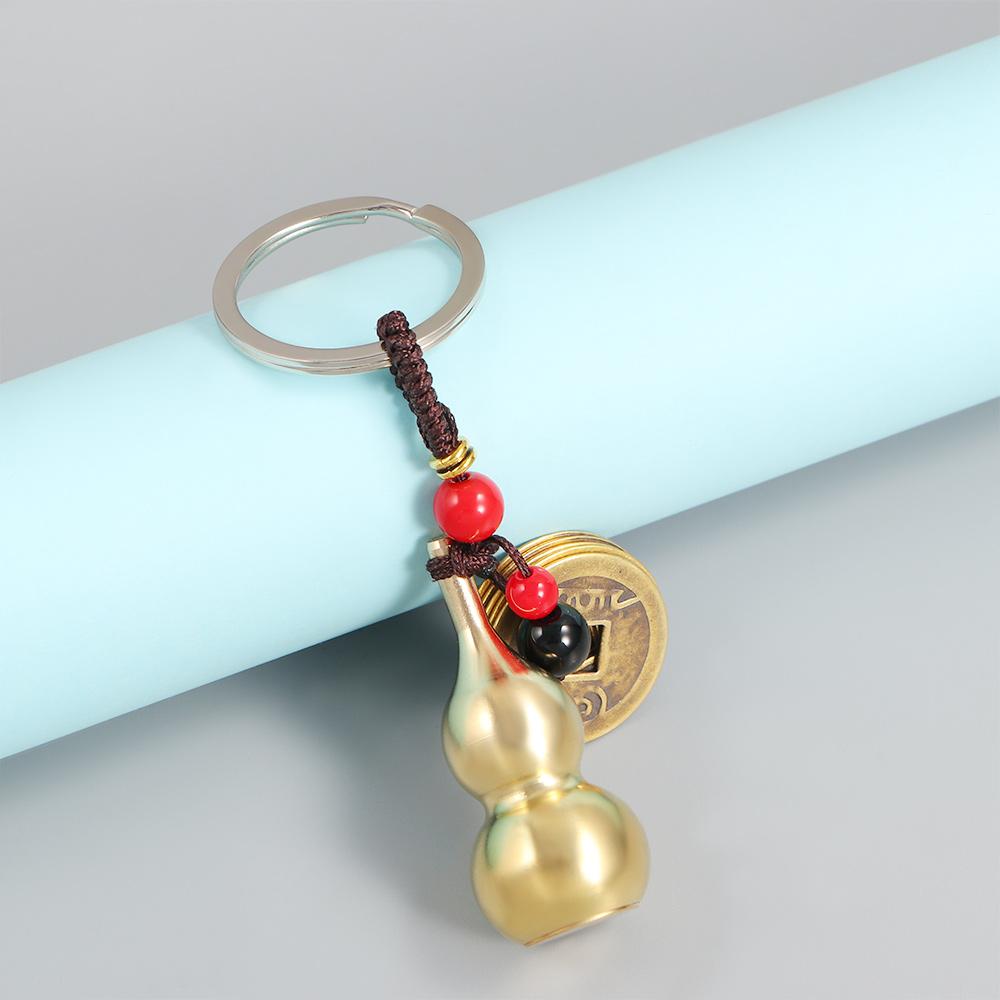 Rope Brass Calabash Blessing Paper Car Accessories Bag Keychain Keyfob Key Rings Car Key Chain