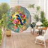 Vibrant Hummingbird & Floral 3D Stainless Steel Wind Spinner - 19.99cm Colorful Metal Sculpture for Indoor/Outdoor Garden Decoration, Battery-Free