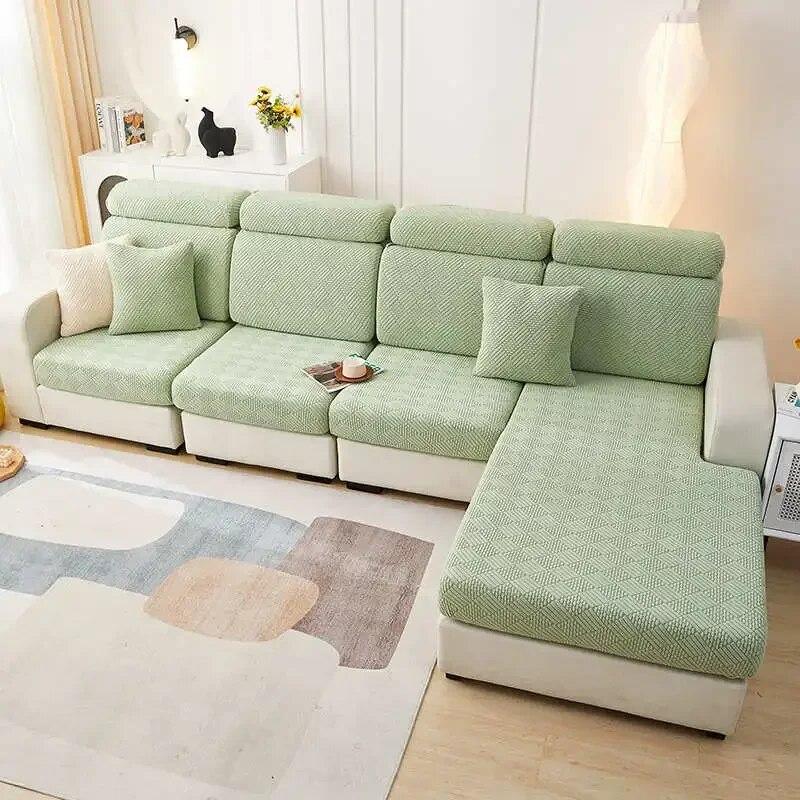 Livingroom Stretch Jacquard Fleece Sectional Sofa Covers Anti-Slip Couch Cushion Slipcover Sofa Mat Cover for Home Hotel