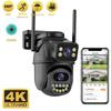 Камера наблюдения Wi-Fi 4K 8MP с вилкой европейского стандарта, двойной объектив, 4-кратный цифровой зум, AI-обнаружение человека, ONVIF, наружные PTZ-IP-камеры безопасности