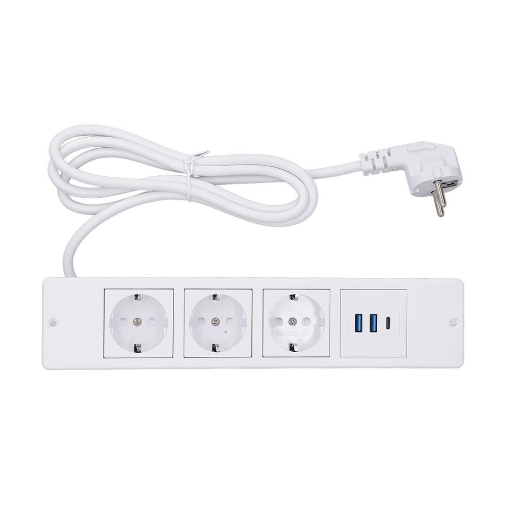 Встраиваемая сетевая планка 3 розетки 2 порта USB A 1 порт USB C PD20W Настольная розетка со шнуром 1,5 м Стандартная