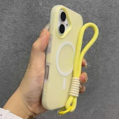 Для Magsafe Конфетный Контрастный Шнурок Магнитный Чехол для iPhone 17 16 15 Pro Max 14 Plus 11 12 13 17 Air Ремешок на Руку/Запястье Матовый Чехол