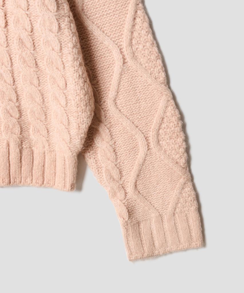TTUDEMENT Chunky Cable Knit Light Pink