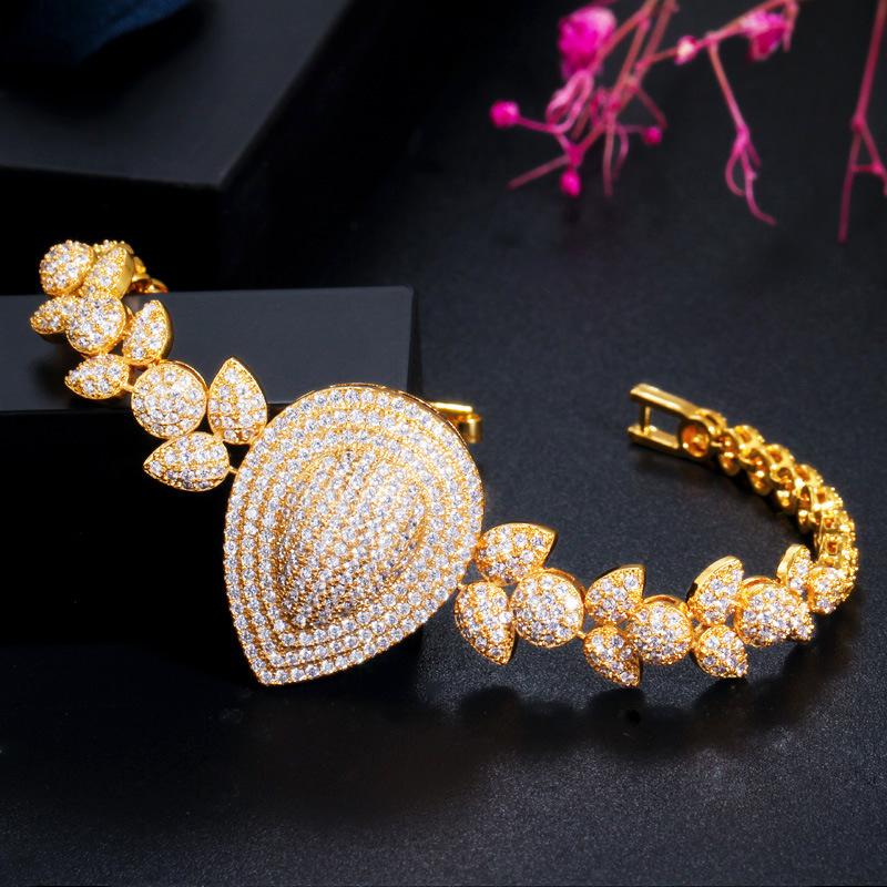 S0176 Изысканные украшения, Супер блестящий цирконовый браслет каплевидной формы с покрытием из 18-каратного золота