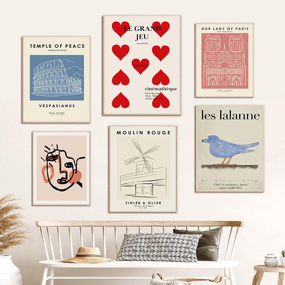 Abstract Matisse Line Face Red Lips Nude Wall Art Canvas Painting Nordic Posters And Prints Wall Pictures For Living Room Decor