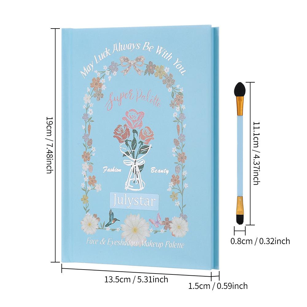 JULYSTAR Набор косметики для макияжа в стиле книги, 24 цвета, тени для век, хайлайтер, румяна, пудра для контуринга, полный набор для лица, подарочная коробка для женщин и девочек