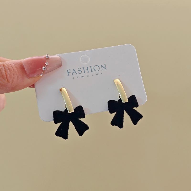 Новогодние Рождественские Серьги-банты с красным флокированием Женские серьги подходят для праздничных серег на Новый год