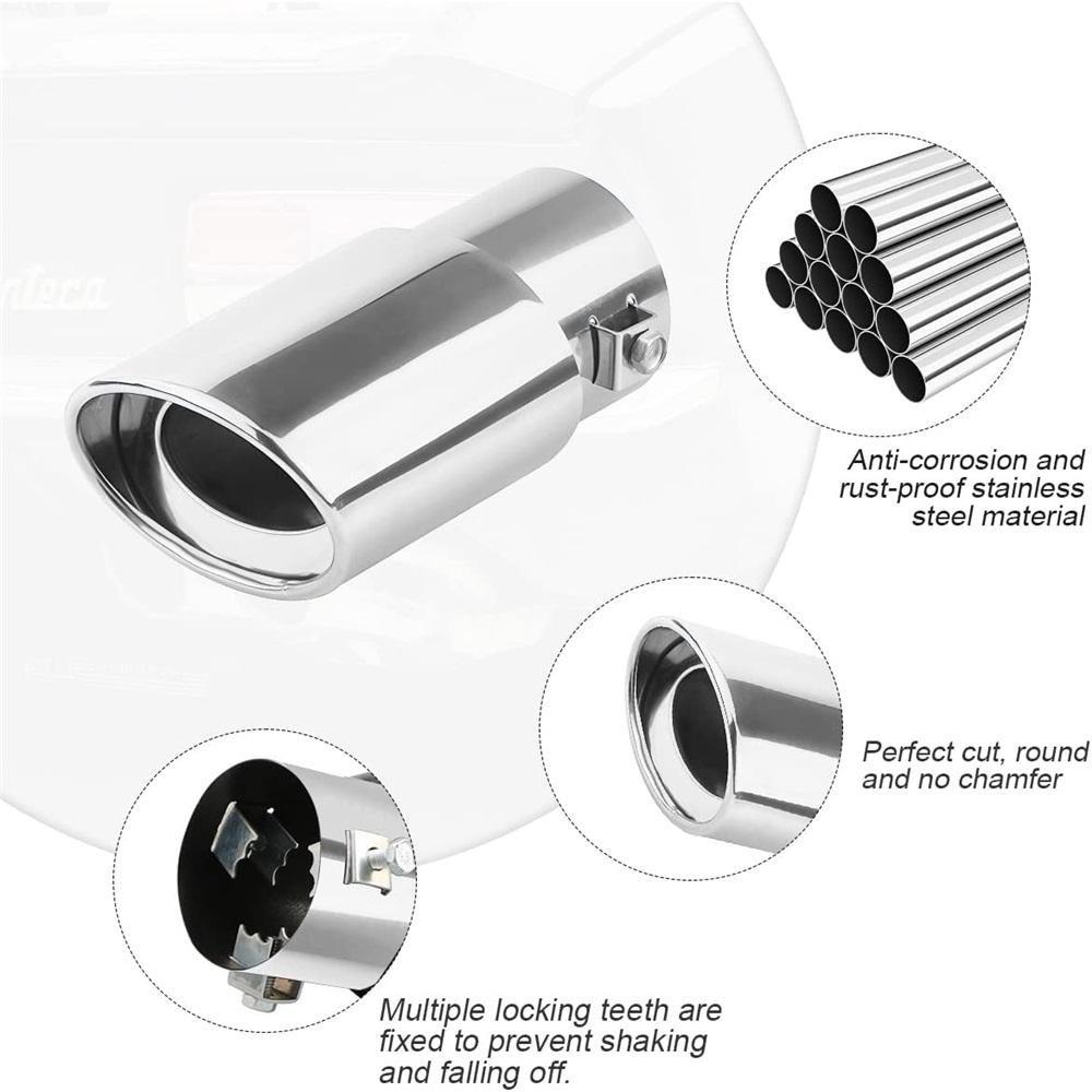 Выхлопная труба автомобиля, глушитель из полированной нержавеющей стали с болтовым креплением, модифицированная наклонная выхлопная труба, совместимая с задними выхлопными трубами большинства транспортных средств