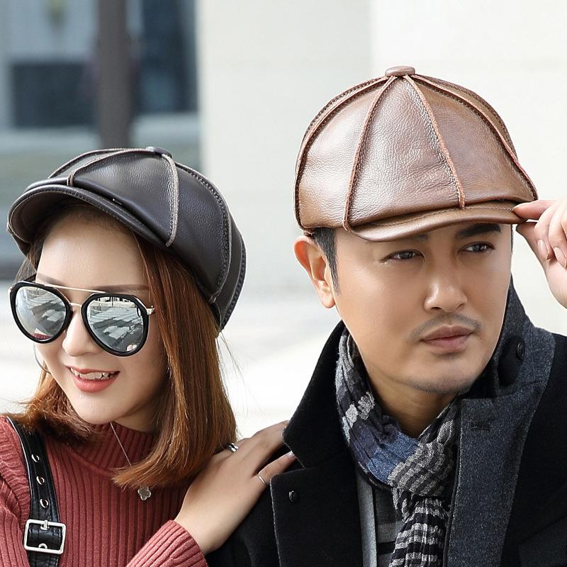 Мужская шапка из натуральной кожи, шапка из натуральной воловьей кожи