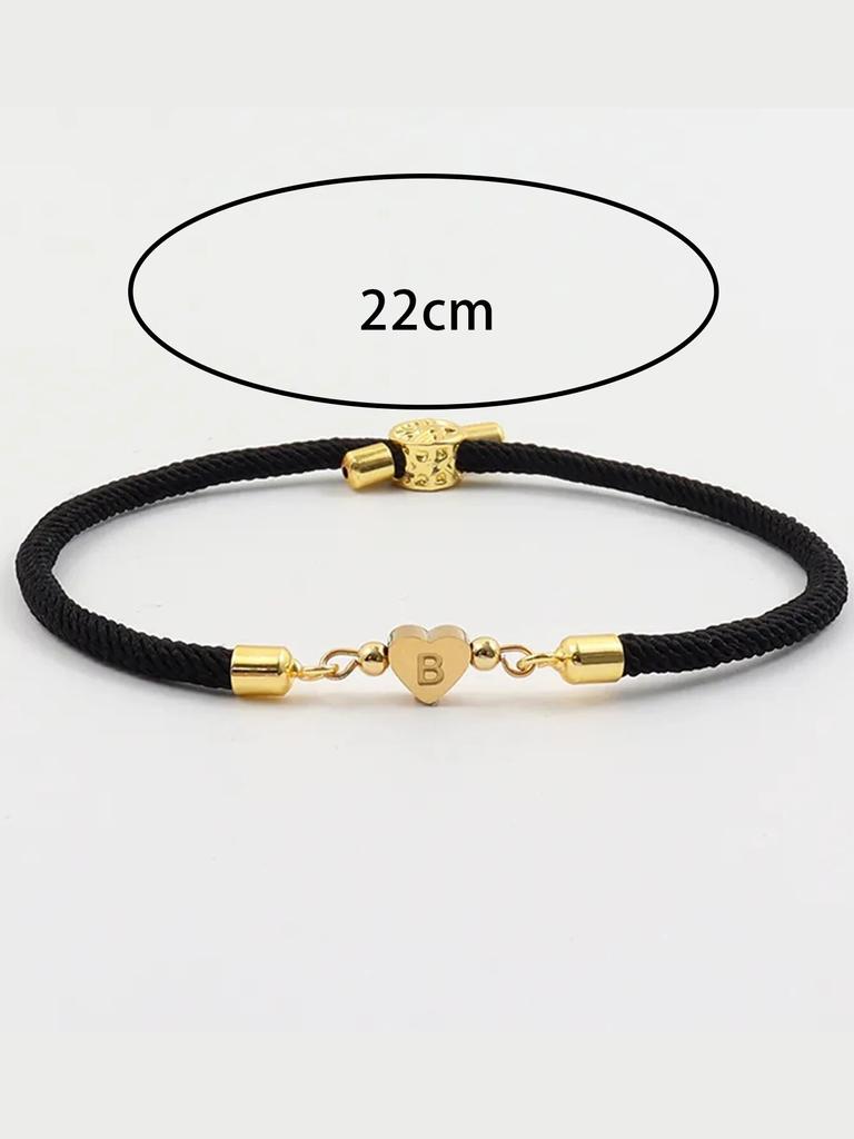 1pc New Classic A-Z Heart Initial Letter Bracelet Women Simpel Adjustable Colorful Rope Bracelet For Women Jewelry Gift