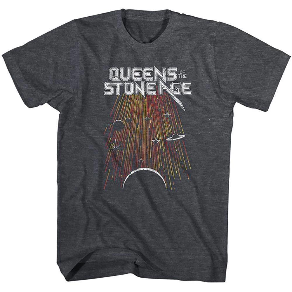Queens of The Stone Age Trident Print Cotton TShirt Vintage Stoner Rock Streetwear Unisex Crew Neck Short Sleeve Tee for Rock