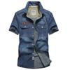 Summer Denim Short Sleeve Shirt Men 'S Retro Shirt Casual Loose Versatile Shirt
