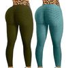 2PC Women Fashion Print Yoga Pants Plus Size Casual High Waist Sport Pants