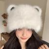 Милые и милые кошачьи ушки из искусственной кожи пушистая пушистая шапка зимняя теплая ветрозащитная шапка с защитой ушей шапка на голову