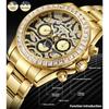 Dulunwe Мужские золотые роскошные часы с бриллиантами Tiger Texture Moon Phase механические автоматические часы ретро татуировка циферблат наручные часы из нержавеющей стали