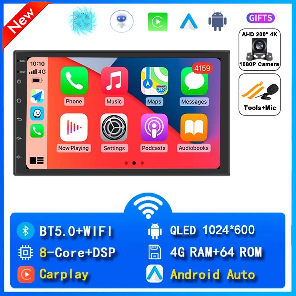 7 Inch 2 Din Android 14 Auto Car Radio Multimedia Video Universal Stereo Carplay GPS For Volkswagen Nissan Hyundai Kia Toyota
