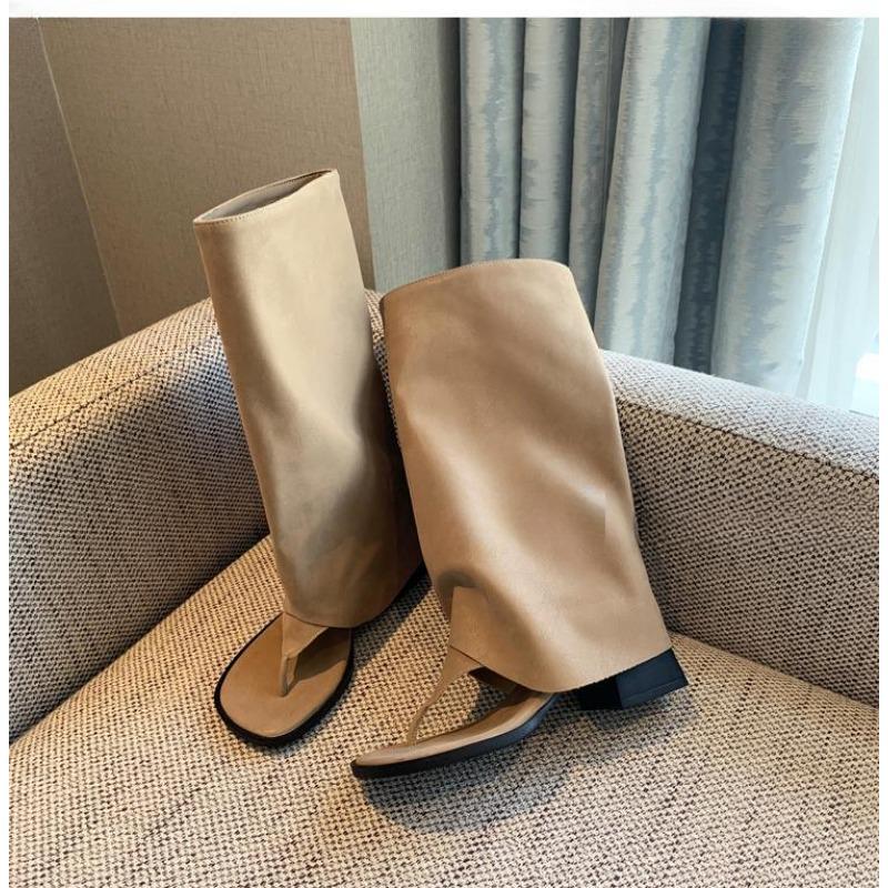 New Styles of Women's Shoes with Thick Heels and Trouser Legs High-top Cool Boots