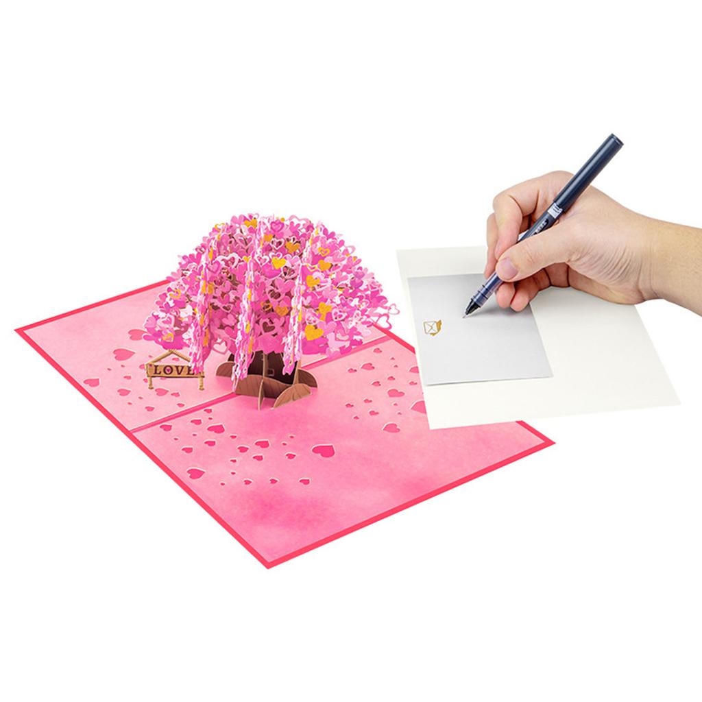 3D pop-up открытка «Дерево с сердцем» для празднования дня рождения, поздравительная открытка на День святого Валентина с конвертом, открытка-приглашение на вечеринку