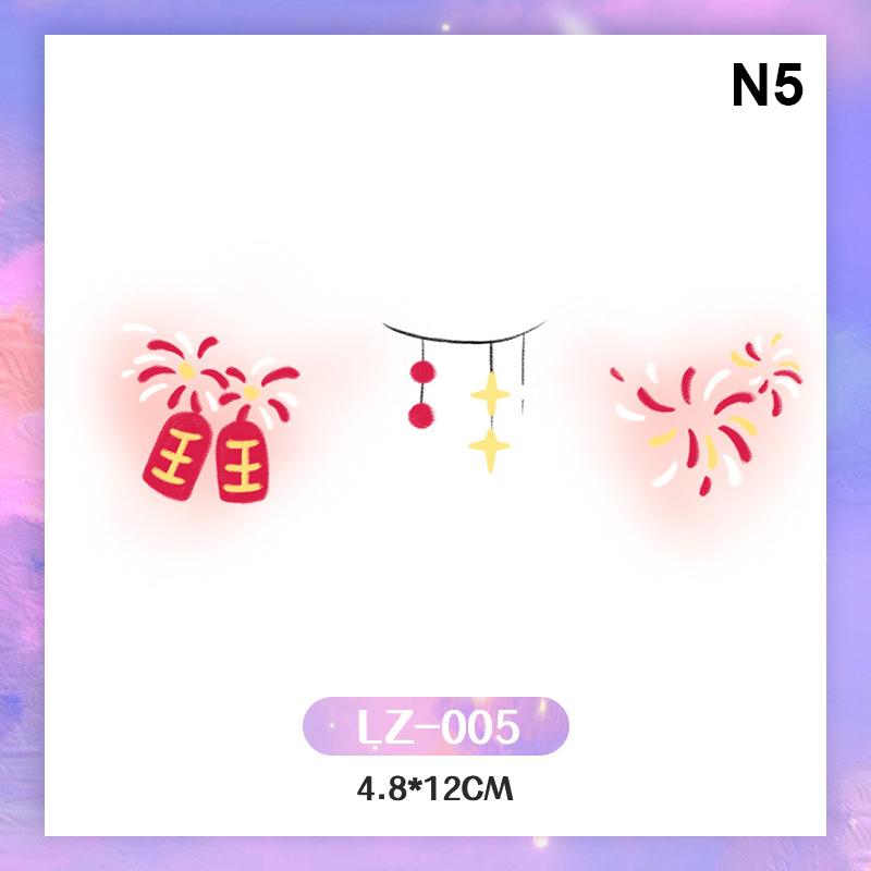 Красные наклейки для татуировок в китайском стиле, водонепроницаемые временные наклейки для татуировок на теле и лице, китайские наклейки для декора в честь года