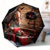 Holiday Horse Scene Automatic Folding Umbrella Festive Gift For Friends And Familyt161