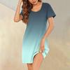Womens Summer Dresses Short Sleeve Linen Casual T-Shirt Dresses Swing Beach Midi Dress Sundresses With Pockets