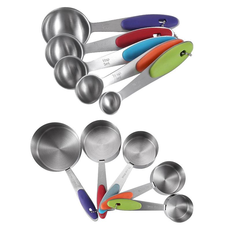 5pc/10pcs 304 stainless steel multifunctional scale spoon,coffee and milk powder measuring cup and spoon,kitchen baking tool set