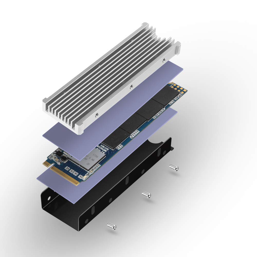 SSD 2280 мм PCIE NVMe с термосиликоновой прокладкой для M.2 двустороннего радиатора, M.2 PC/PS5 (Серебряный)