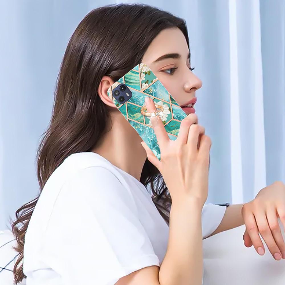 Ультратонкий чехол для телефона IMD ​​с золотой каймой и сеткой из мрамора и цветов для Motorola Moto E20, E30, E40, G31, G41, G50, G51, G71, G10, G20, G30, G40, G60...