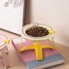 Nostalgie Ceramic Feeding Bowl for Dogs & Cats, Whisker Friendly Kitten Food Water Dish, Wide Shallow Pet Feeder Plate Dry Wet
