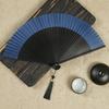 Folding Fan with Tassel Hollow Out Faux Silk Bamboo Stronge Hinge Chinese Vintage Style Photo Prop Party Decoration Supply Classical Dance Prop