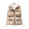 Winter Women Vest Coat Thickened Padded Zipper Closure Stand Collar Neck Protection Sleeveless Solid Color Windproof Heat Retention Outdoor Down Coat