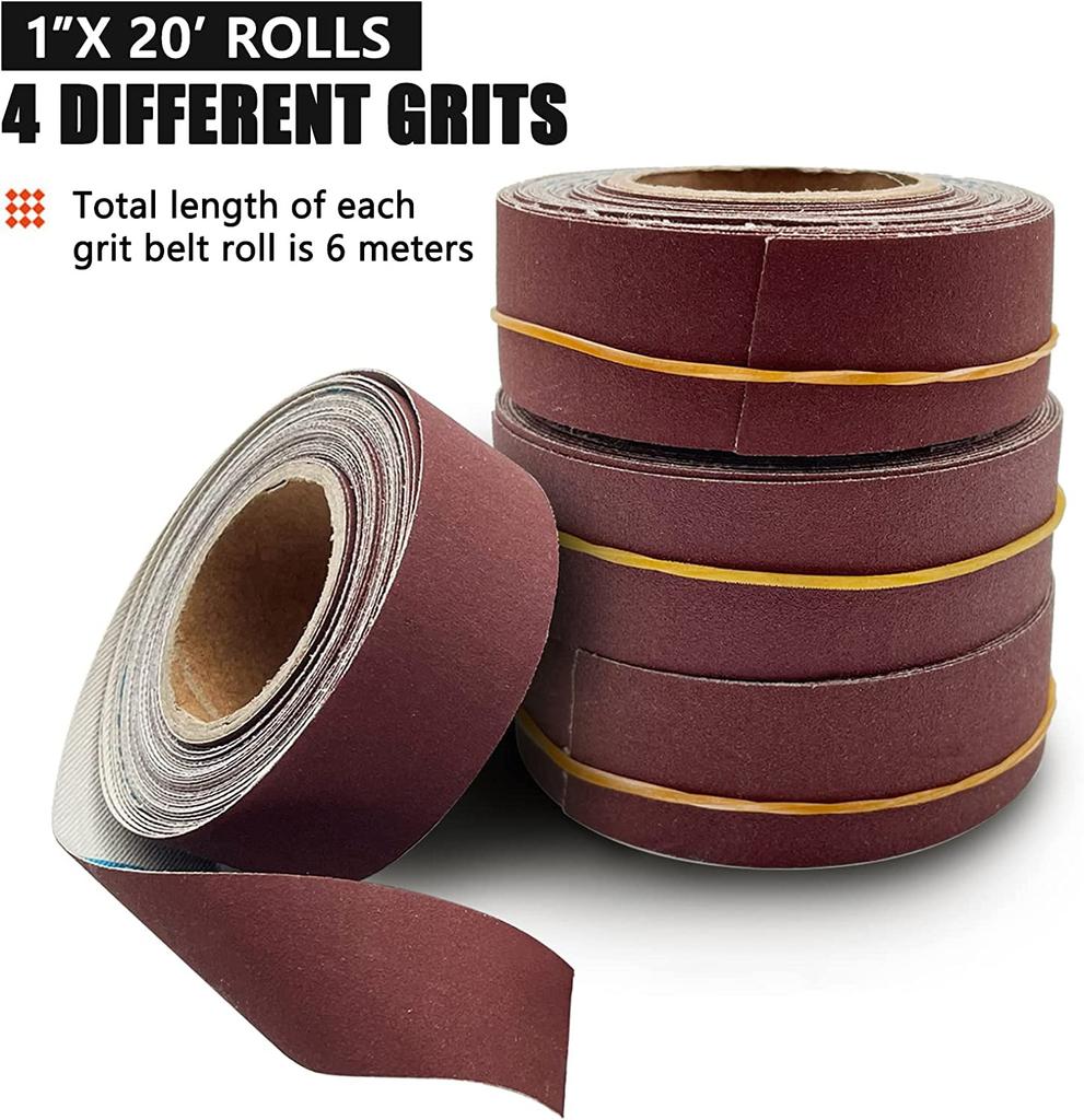 4 Grits Sandpaper Rolls Long Abrasive Sand Paper Rolls with Dispenser for Woodworking Metal Polishing 120 180 360 600 Grits Per Roll 6 Meters