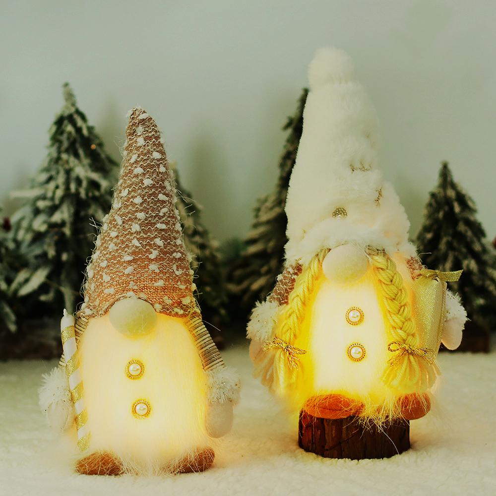 AlliLit 1~3pcs Christmas Gnome Doll Elf 30cm Led Light Xmas Ornaments Decorations for Home 2026 New Year Gift