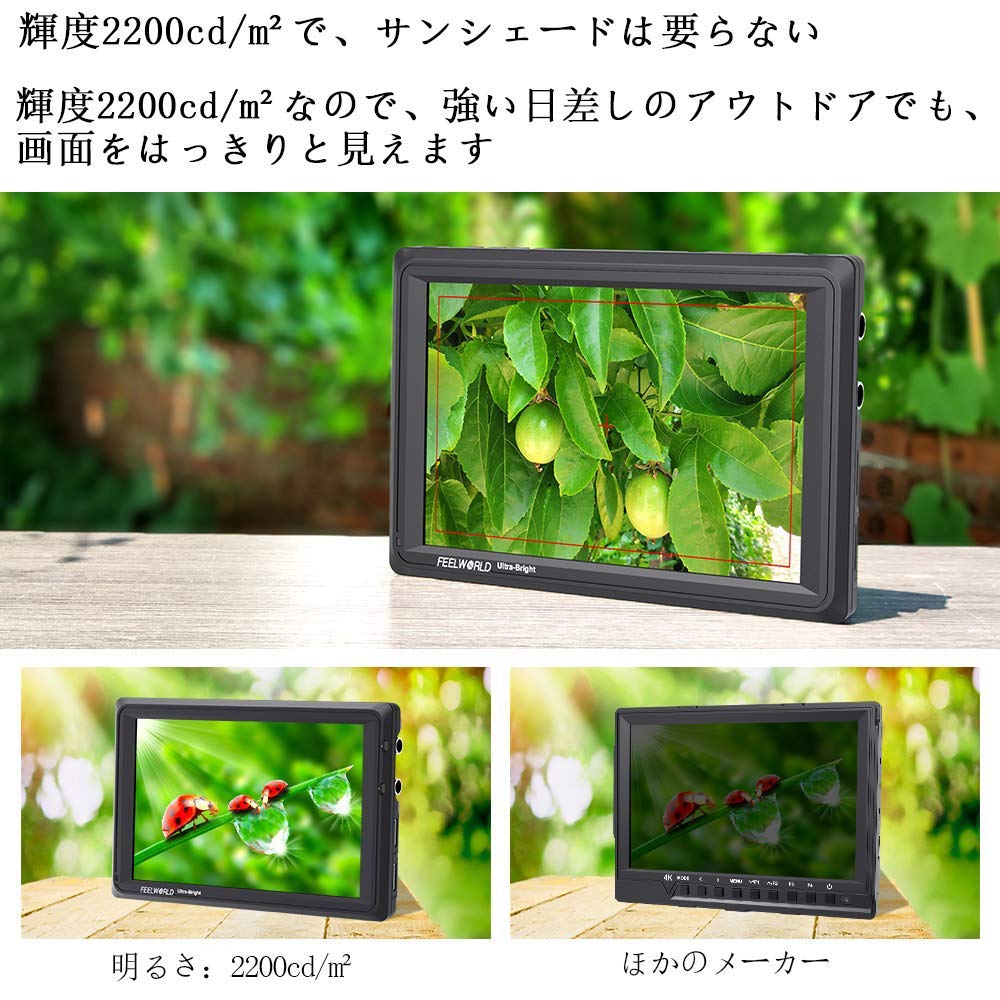 FEELWORLD FW279S Camera 2200nit 4K 1920x1200 Video Monitor Language 7-inch Monitor, Ultra-High Brightness, HDMI/3G-SDI Input/Output, Resolution,