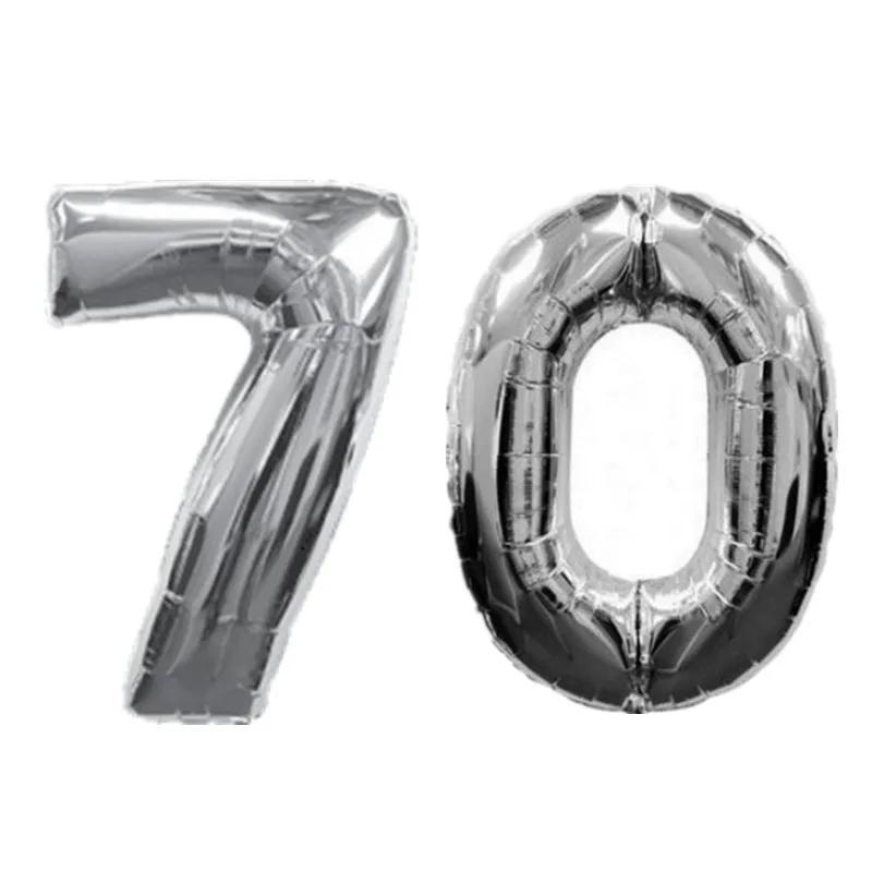 32-дюймовые золотые и серебряные шары-цифры 10 20 30 40 50 60 70 80 90 лет для детского и взрослого дня рождения, юбилея, вечеринки