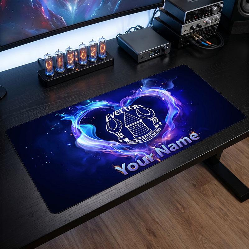 Everton FC Custom Large Mouse Pad, Personalized Name Text Print, Football Logo Non‑Slip Desk Mat Gaming Gift