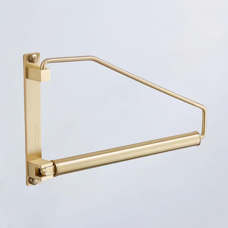 Brushed Gold Retractable Brass Wall-Mounted Clothes Hanger