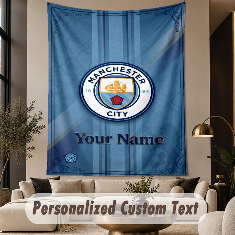 Custom Text Tapestry Manchester City Print Wall Tapestry Indoor Living Room Wall Decor