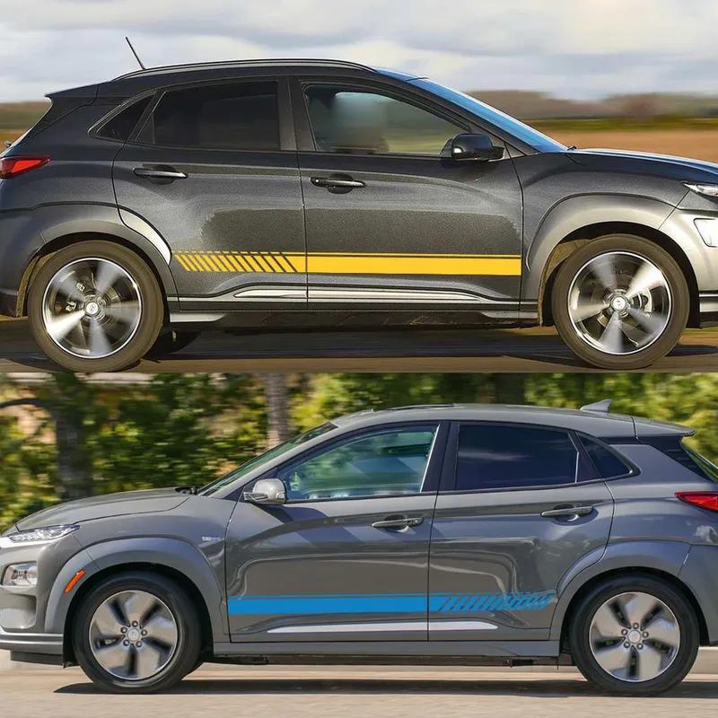 Car Door Side Vinyl Stickers For Hyundai Kona Hybrid N Line Electric Auto Graphic Stripes Racing Sport Styling Decal Accessories