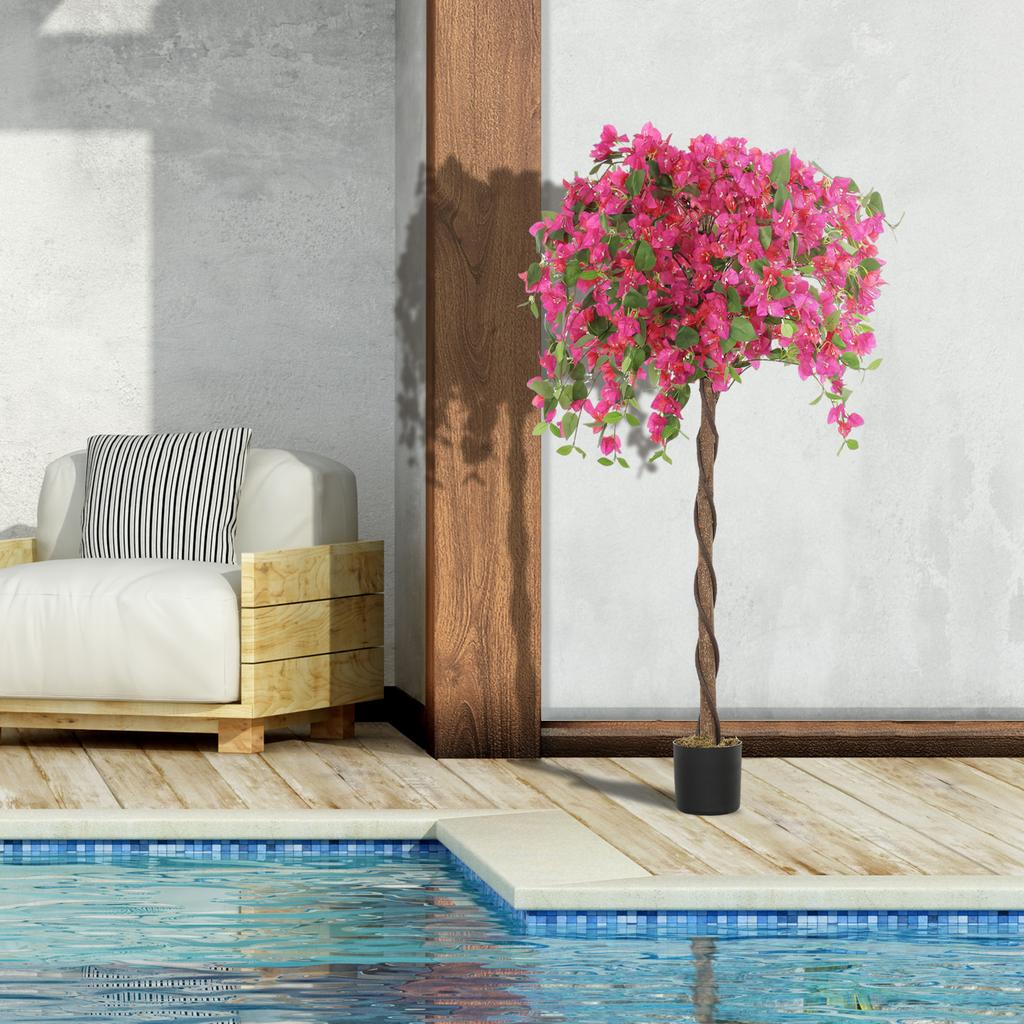 Artificial Plants Murraya 120 Cm Artificial Blossom Fake Plants In Pot Large Red Artificial Tree With Flowers For Home House Office Garden