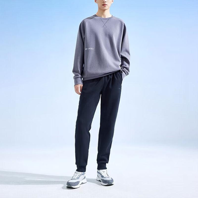 Anta Тренировочная серия однотонные непромокаемые трикотажные спортивные брюки мужские базовые - черные 152337315-2