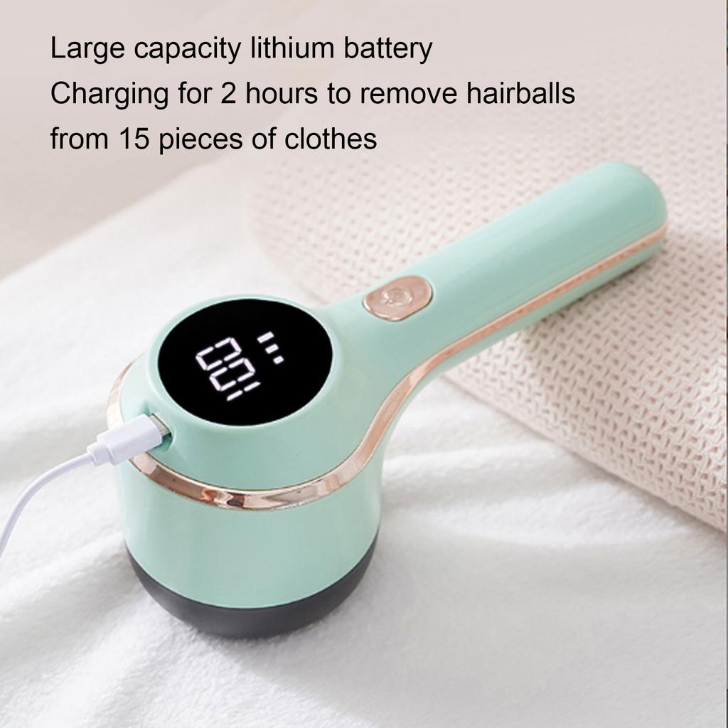 Electric Lint Remover LED Display 6 Blades 3 Speed USB Rechargeable Sweater Defuzzer for Coats Curtains