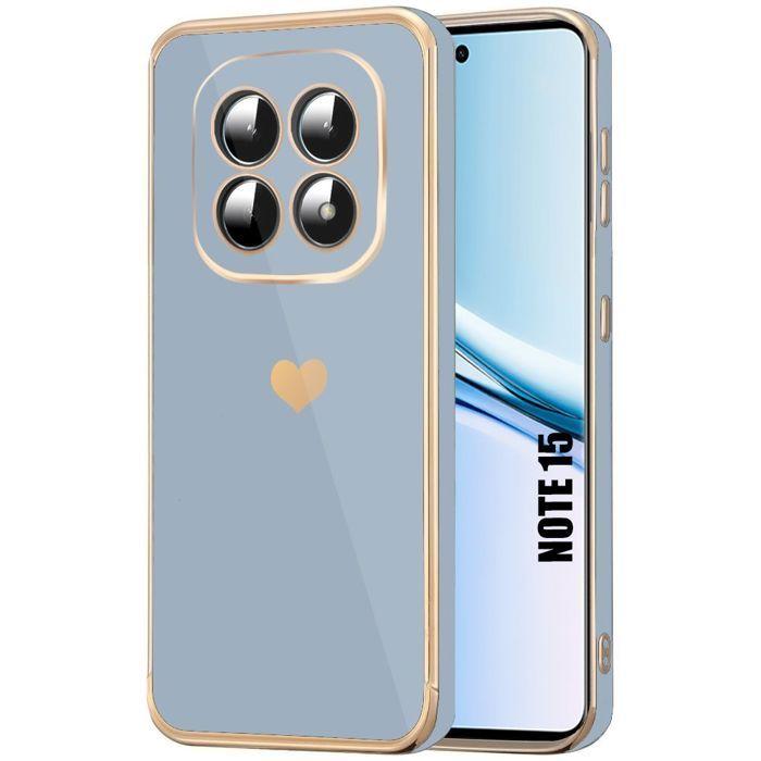 Coque pour Xiaomi Redmi Note 15 5G/4G, Silicone Motif Cœur Anti-Rayure Ultra Slim - Bleu