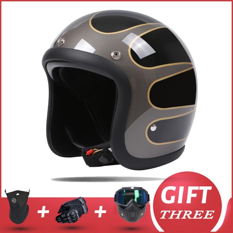 Lightweight Retro Cruiser Motorcycle Helmet Men Women Full Face DOT Approved Vintage Style