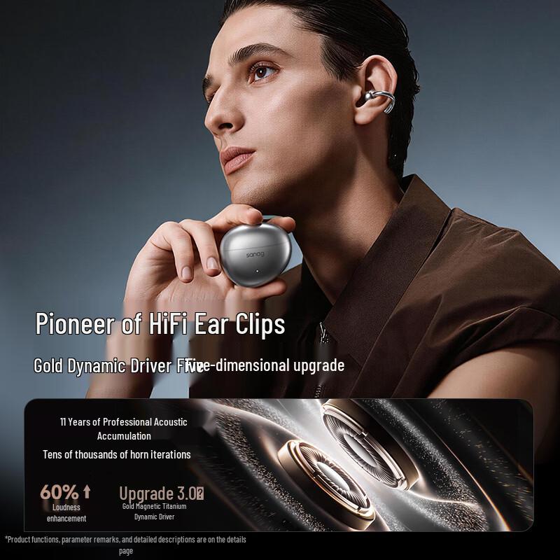 SANAG S7S Ultra Bluetooth-гарнитура с зажимом на ухо и ИИ-переводом