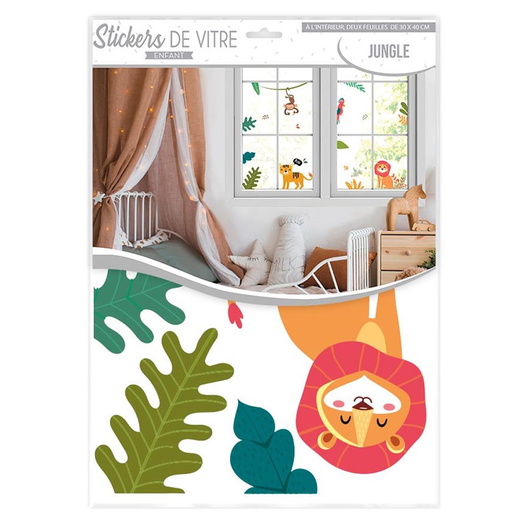 Les Trésors De Lily [A2898] - Наклейки на окна разноцветные «Джунгли» - 40х30 см. (2 штуки)