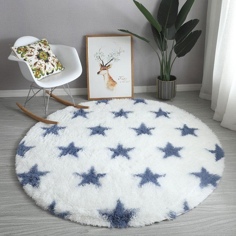 Круглый ковер со звездным узором, ковры для гостиной, плюшевые ковры для спальни, детской комнаты, салонные ковры с толстым ворсом, мягкий ковер для домашнего декора