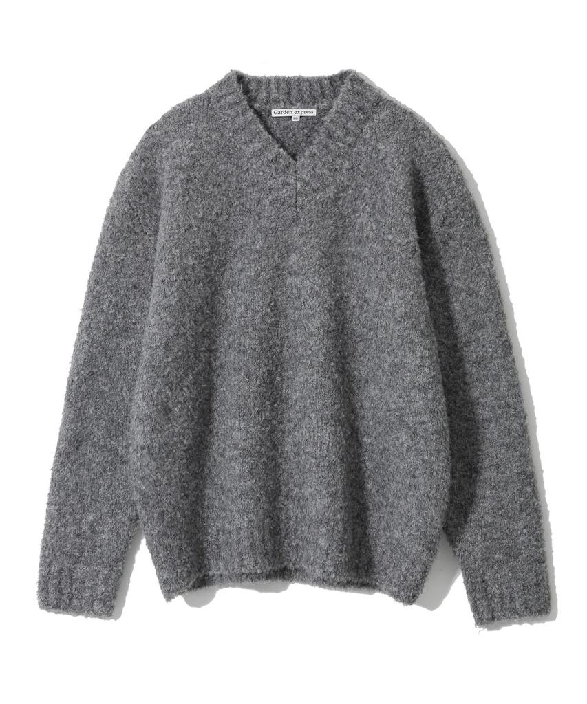 GARDEN EXPRESS Loop Yarn V-Neck Sweater (Grey)