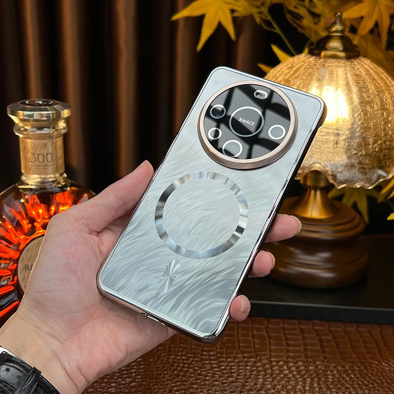 Применимо к чехлу для мобильного телефона Huawei mate70pro безрамочный узор из перьевой пряжи mate60pro магнитное всасывание противоударный селфи-чехол